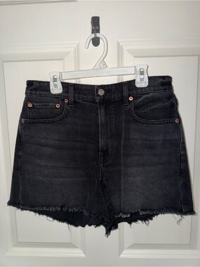 American Eagle Outfitters Black Frayed Hem Denim Shorts